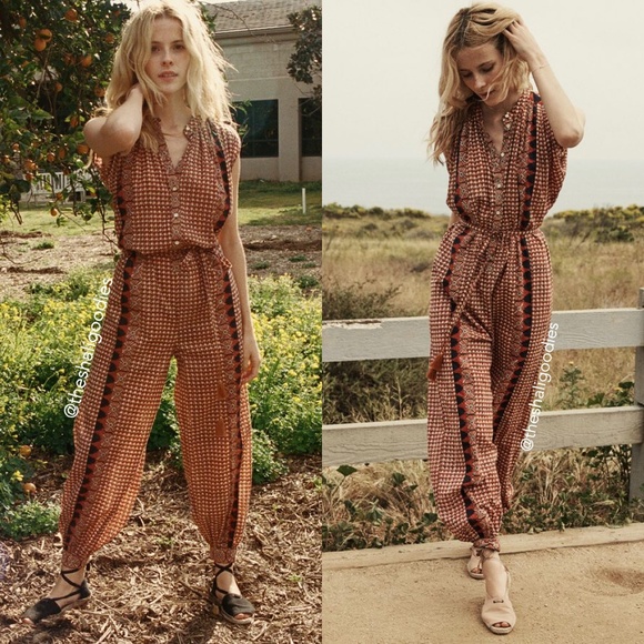 Doen Pants - DOEN Goa Jumpsuit RARE Indian Block Print